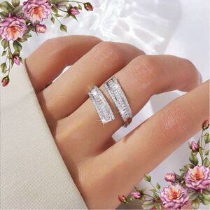 T-Shaped Copper Cubic Zirconia Ring With Open Ends